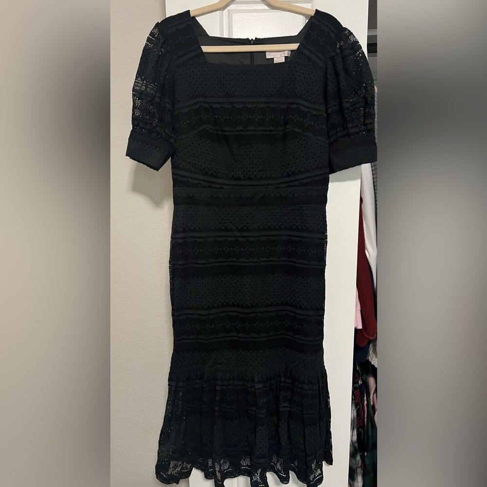 Rachel Parcell Square Neck Lace Midi Dress